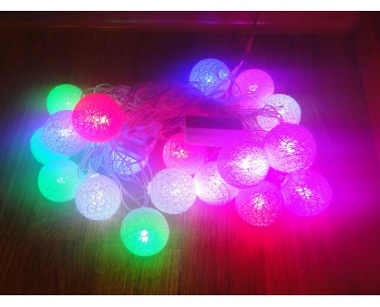 Светодиодная гирлянда 20 LED (тканевый шарик - большой)