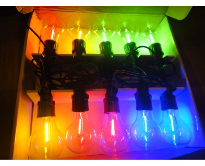 Уличная светодиодная гирлянда 10 LED (лампочки, 6м) - RGB