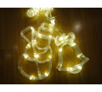 Уличная светодиодная гирлянда 8 LED (колокольчик, снеговик) - тёплый белый