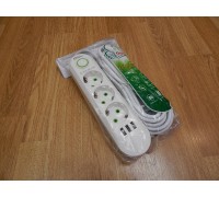 Сетевой фильтр (3 гнезда x 3 метра + заземление + 3USB)