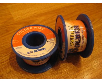 Припой SOLDER WIRE ПОС-65 в катушке - c канифолью (100x0.6)