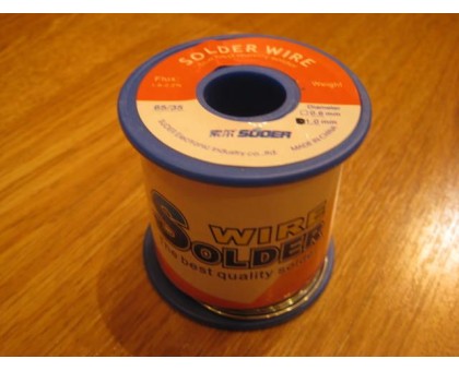 Припой SOLDER WIRE ПОС-65 в катушке - c канифолью (800x1.0)